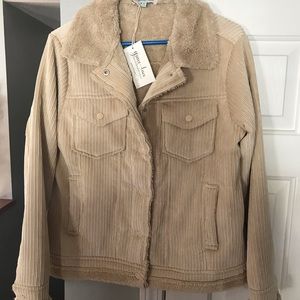 Grace & Lace Sherpa corded jacket in cashew, new with tags size medium